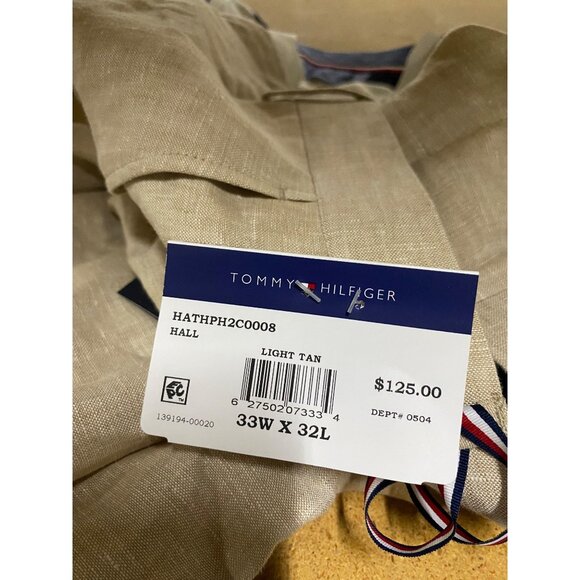 Tommy Hilfiger Mens Modern Fit Flat Front Pure Linen Pant Tan Size 33W x 32L NWT - Picture 5 of 5